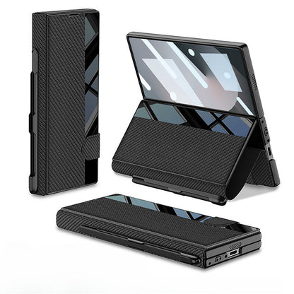 Leather  Z Fold 6, 5 Mirror Window & Pen Slot Case