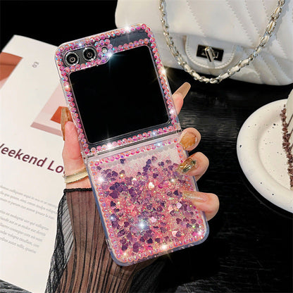Quicksand Z Flip 6 ,5 ,4 ,3 Case Luxury Glitter Diamond Clear Cover