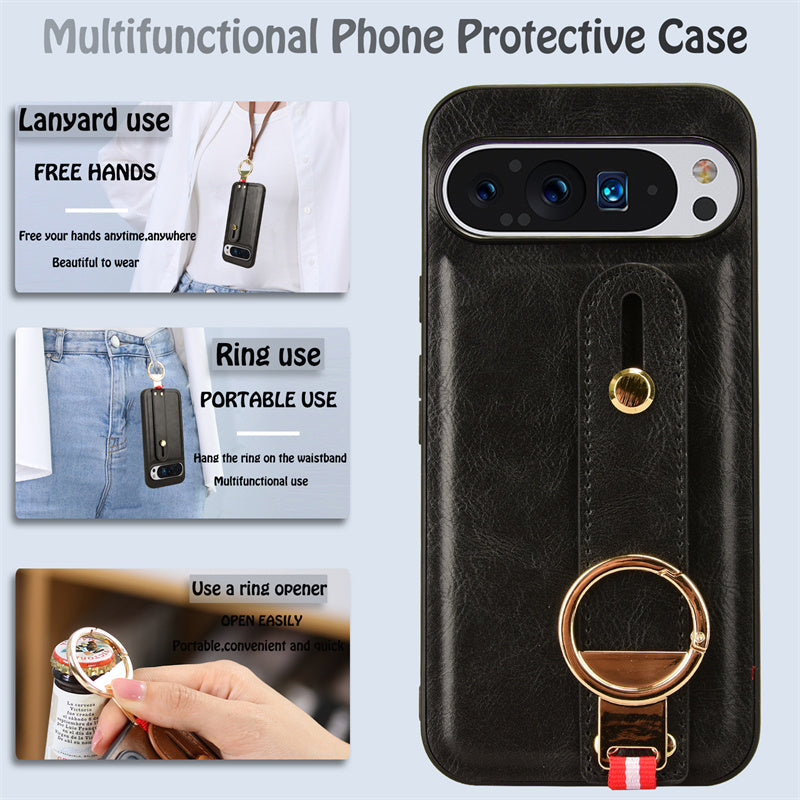 PU Leather  Pixel 9,8  Case with Stand & Ring Opener