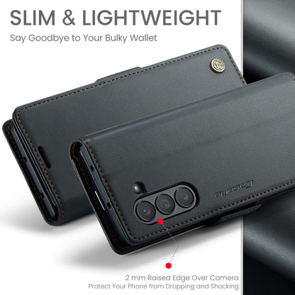 Leather Z Fold 6, 5 Slim RFID Blocking Card Holder Case