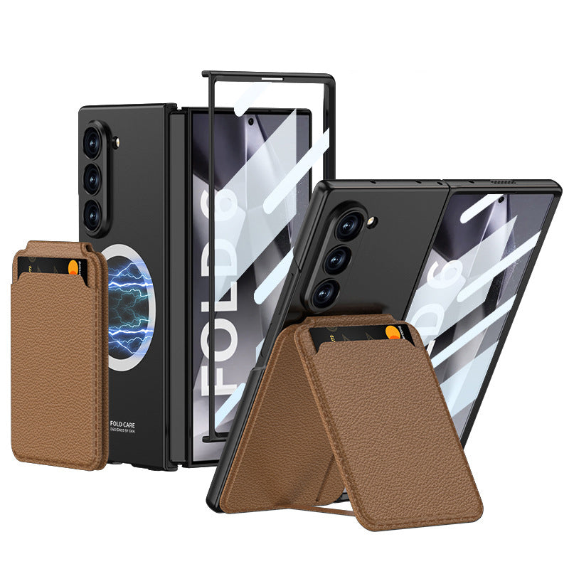 MagSafe Leather Wallet Case with Kickstand & Screen Film Z Fold 6