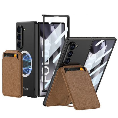 MagSafe Leather Wallet Case with Kickstand & Screen Film Z Fold 6