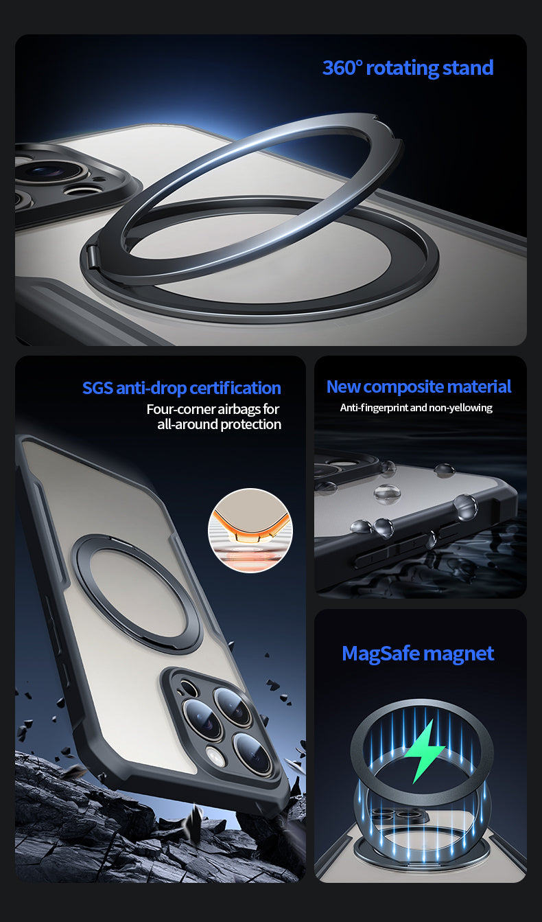 FortiShield S25 Ultra – Magnetic Rotating Stand Case with Airbag Protection