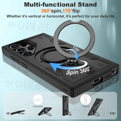 MagGlide Pro S25 Ultra – MagSafe-Ready Case with 360° Rotating Stand & Full Protection