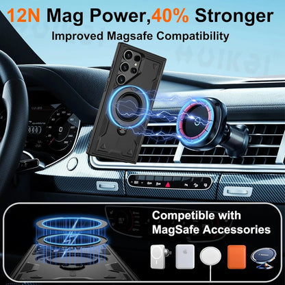MagGlide Pro S25 Ultra – MagSafe-Ready Case with 360° Rotating Stand & Full Protection