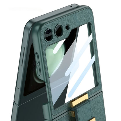 Leather 360°  Z Flip 6, 5 Ring kickstand Screen Protector
