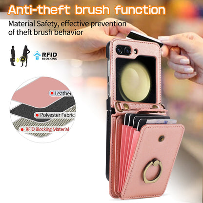 Anti-Theft Wallet Z Flip 6 Case with Card Slot & Stand