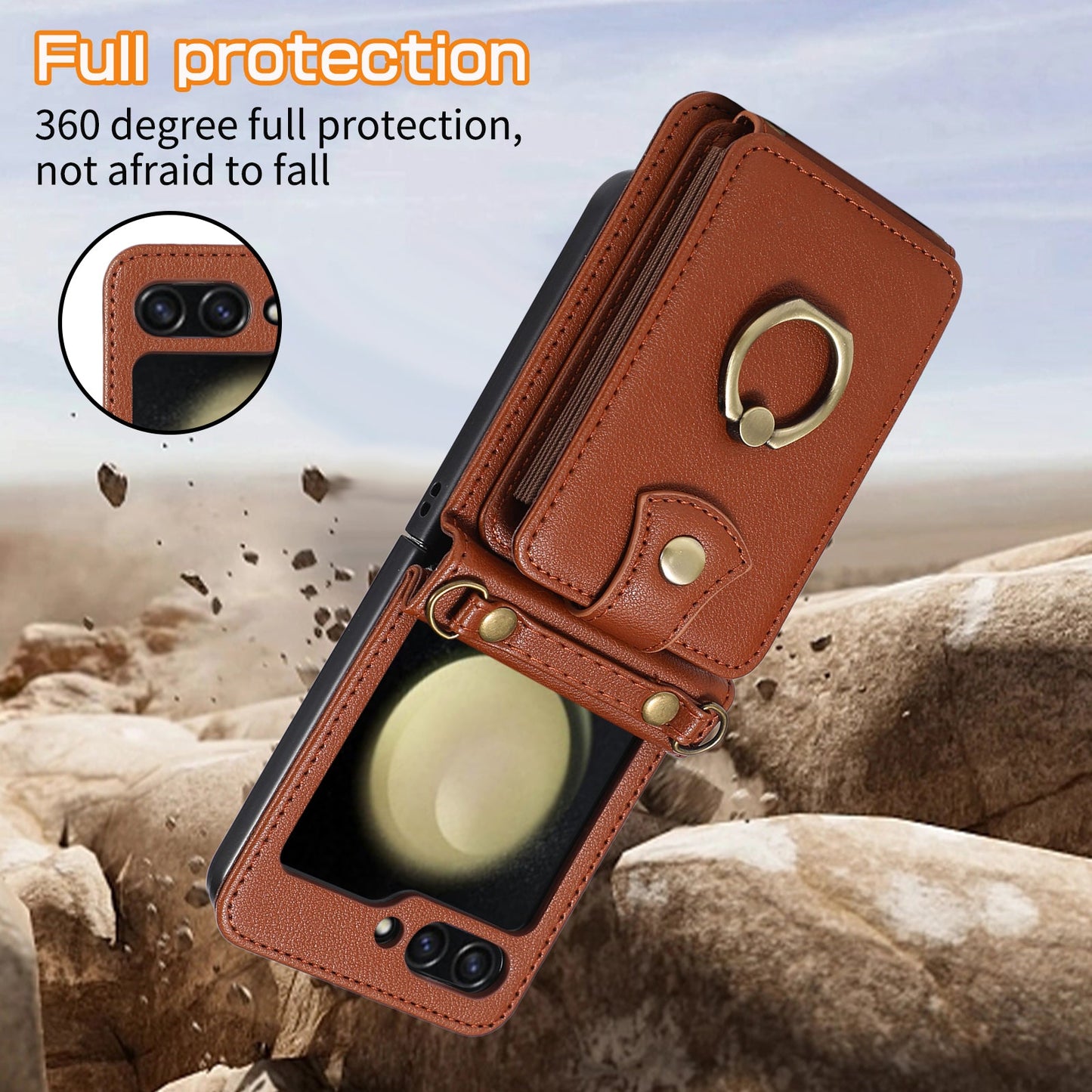 Anti-Theft Wallet Z Flip 6 Case with Card Slot & Stand