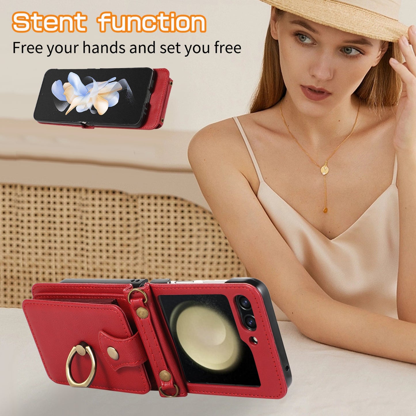 Anti-Theft Wallet Z Flip 6 Case with Card Slot & Stand
