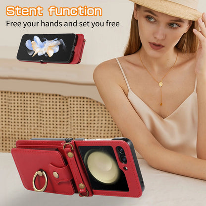Anti-Theft Wallet Z Flip 6 Case with Card Slot & Stand