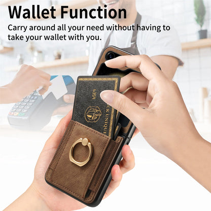 Vintage Z Flip 6, 5, 4 Magnetic Leather Wallet Case