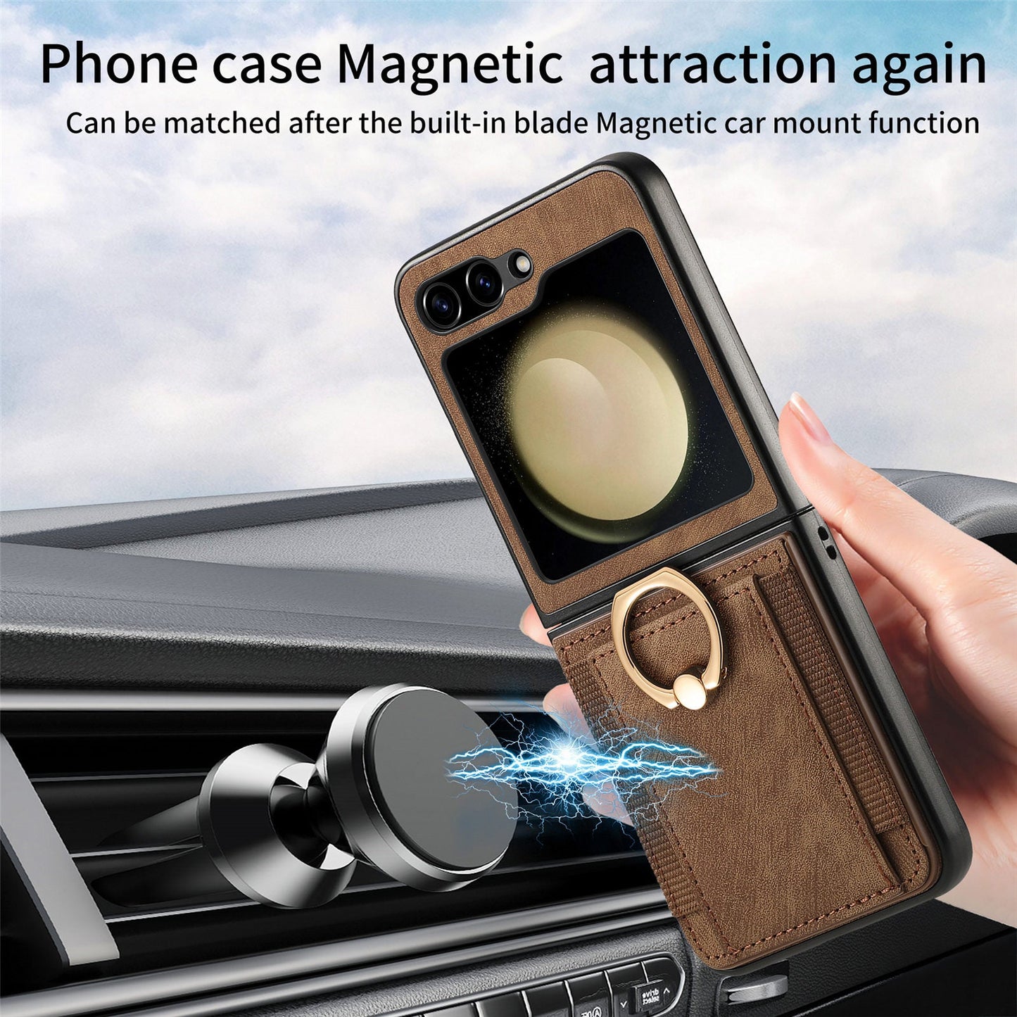 Vintage Z Flip 6, 5, 4 Magnetic Leather Wallet Case