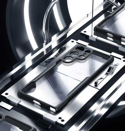 ClearShield X S25 Ultra – MagSafe-Ready Transparent Case with Airbag Protection & 360° Stand