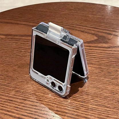 Clear Z Flip 6 Luxury Transparent Ring Holder Case