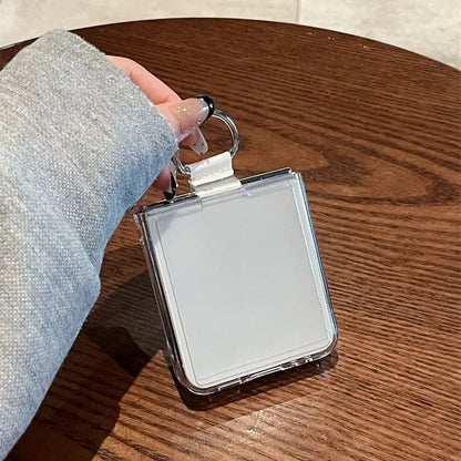 Clear Z Flip 6 Luxury Transparent Ring Holder Case