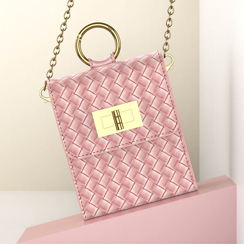Luxury Leather Mini Bag with Gold Chain - Z Flip Series
