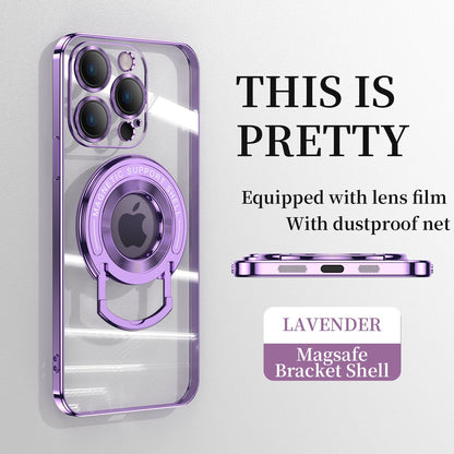 Magnetic Suction Bracket Electroplated Clear Protective iPhone Case