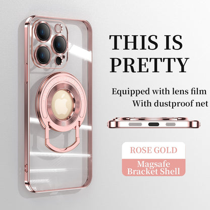 Magnetic Suction Bracket Electroplated Clear Protective iPhone Case
