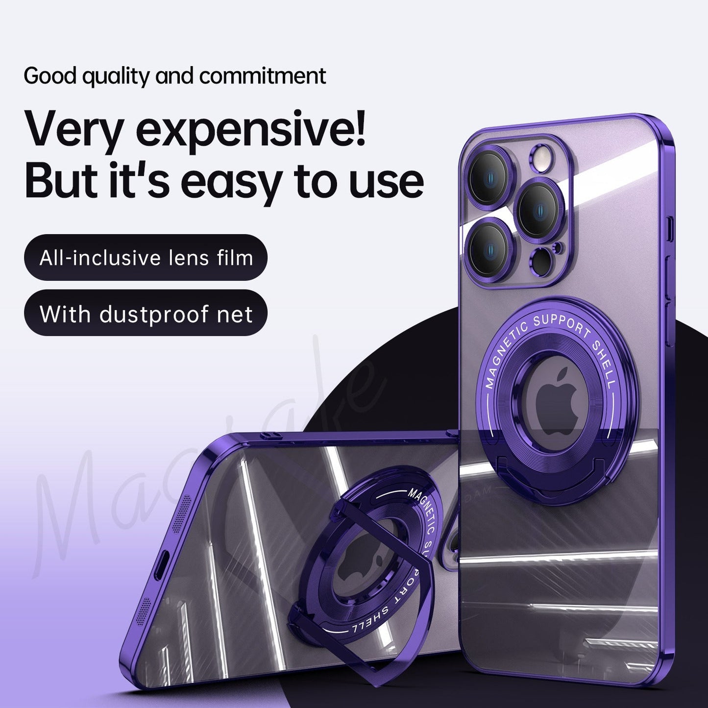 Magnetic Suction Bracket Electroplated Clear Protective iPhone Case