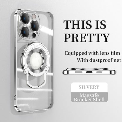 Magnetic Suction Bracket Electroplated Clear Protective iPhone Case