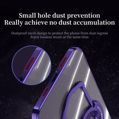 Magnetic Suction Bracket Electroplated Clear Protective iPhone Case
