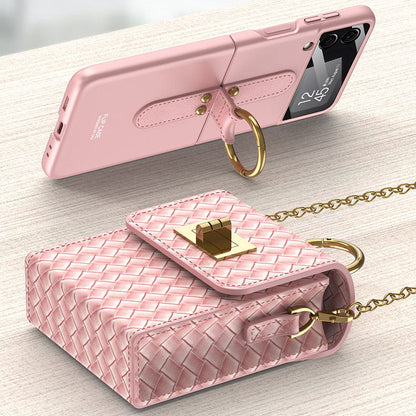 Luxury Leather Mini Bag with Gold Chain - Z Flip Series