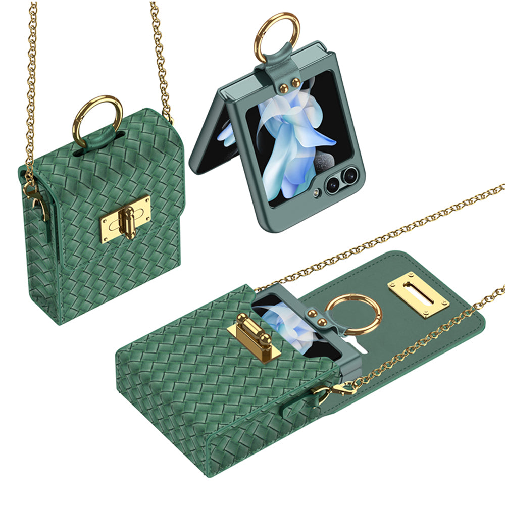 Luxury Leather Mini Bag with Gold Chain - Z Flip Series