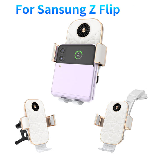 Leather Wireless Car Charger cooling fan - Z Flip Series