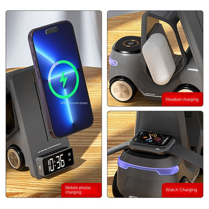 Forklift 3-in-1 QI Magnetic Wireless Charger with Alarm Clock