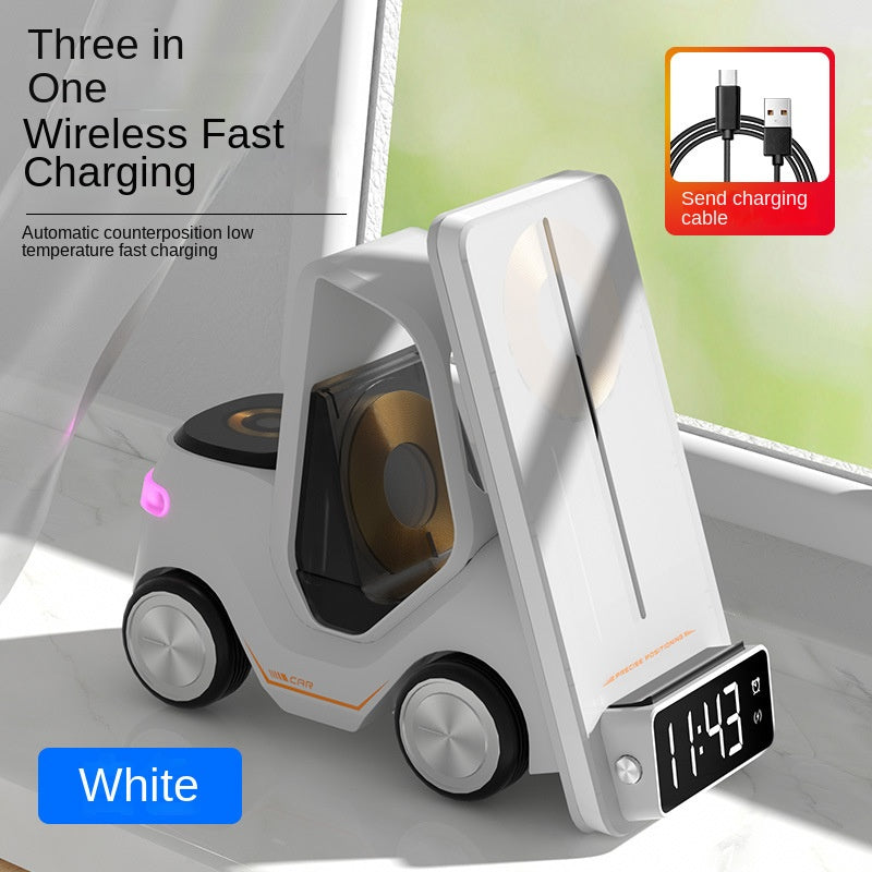 Forklift 3-in-1 QI Magnetic Wireless Charger with Alarm Clock