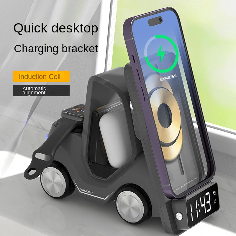 Forklift 3-in-1 QI Magnetic Wireless Charger with Alarm Clock