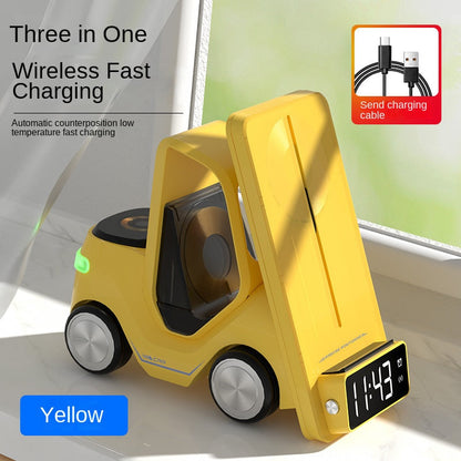 Forklift 3-in-1 QI Magnetic Wireless Charger with Alarm Clock