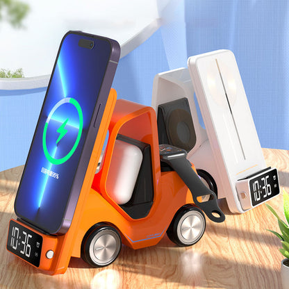 Forklift 3-in-1 QI Magnetic Wireless Charger with Alarm Clock