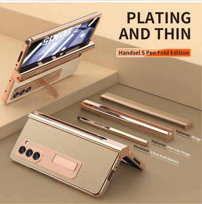 Leather Kickstand Pen Slot Case with PEN Holder - Z Fold 5