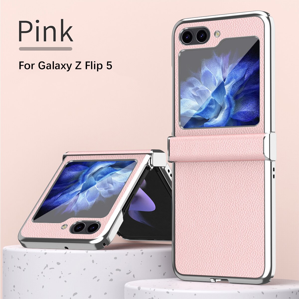 Colorful Electroplated Plain Leather Case - Z Flip 5