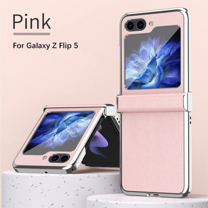 Colorful Electroplated Plain Leather Case - Z Flip 5