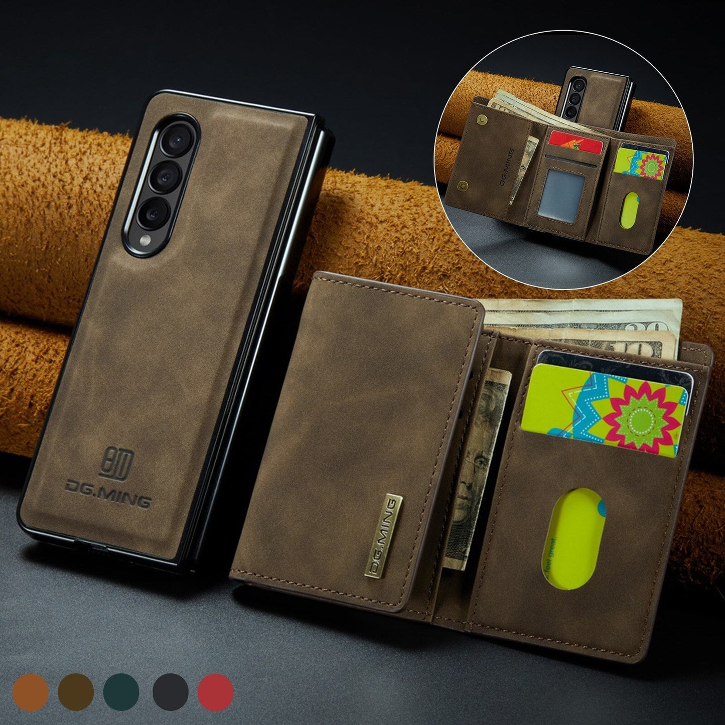 2-in-1 Luxury Leather Magnetic Case & Detachable Wallet  - Z Fold 5
